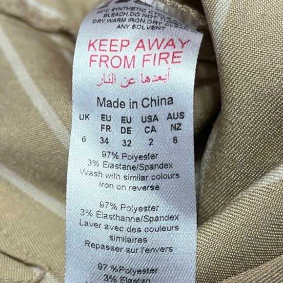 PrettyLittleThing Tan Khaki Beige Striped Patchwork Trouser Dress Pants Size 2 - Picture 6 of 6